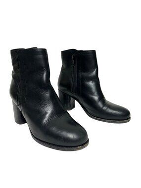 Frye Women's Sz 8 Black Addie Double Zip Bootie Leather Block Heel Ankle Boots